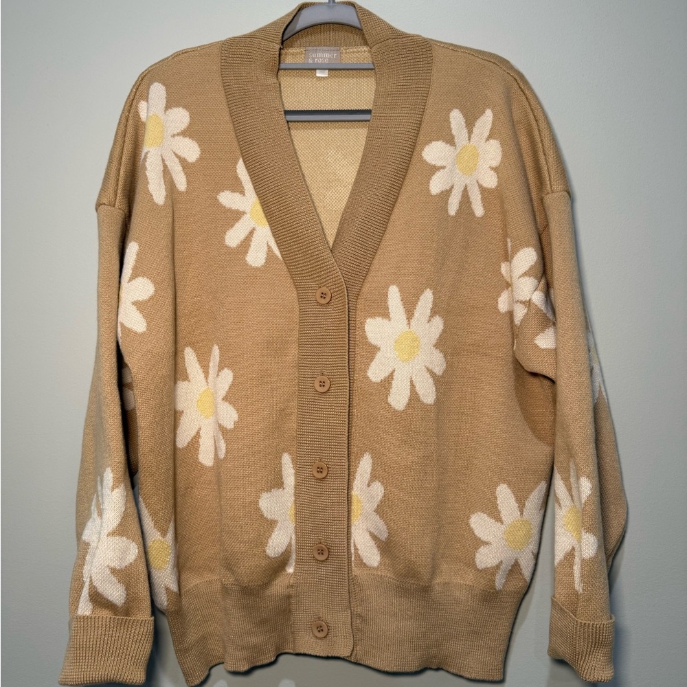 Summer & Rose Tan Daisy Floral Cardigan XS/S